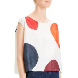 Straight Polka Dot Cropped Twill Silk Top